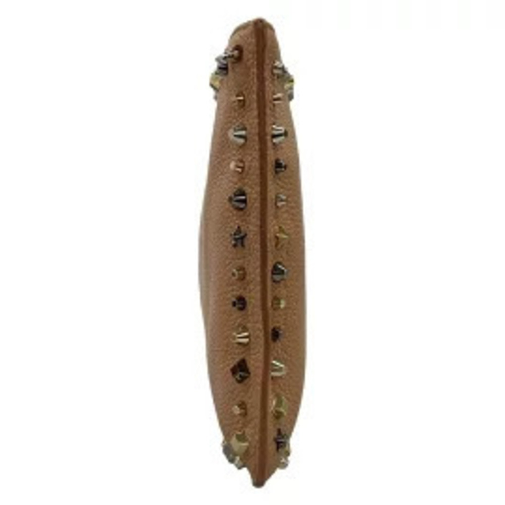 CHRISTIAN LOUBOUTIN Rubi Clutch Bag Studded Pink Beige Leather